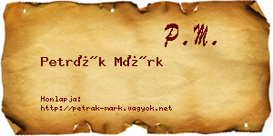 Petrák Márk névjegykártya